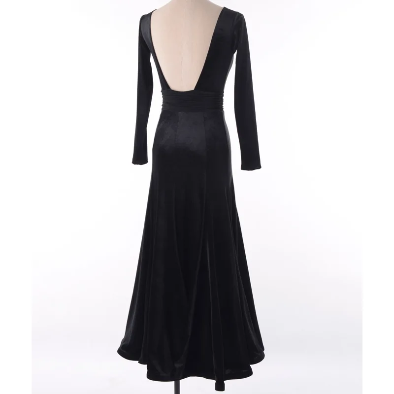 National Standard Social Modern Dance Long Sleeved Open Back High Waist Slender Practice Dress