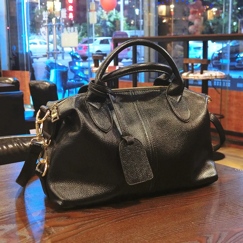 Soft leather handbags all-match temperament Boston bag  autumn and winter new fashion bag women's shoulder messenger bag