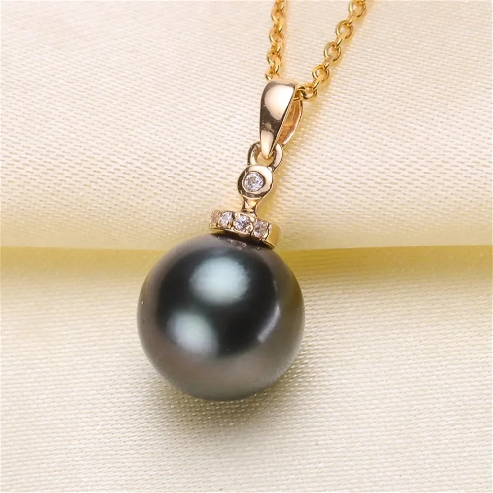 

DIY Pearl Accessories G18K Yellow Gold Pendant Empty Tray Delicate Pearl Pendant Available Fit 9-12mm Round Beads G108