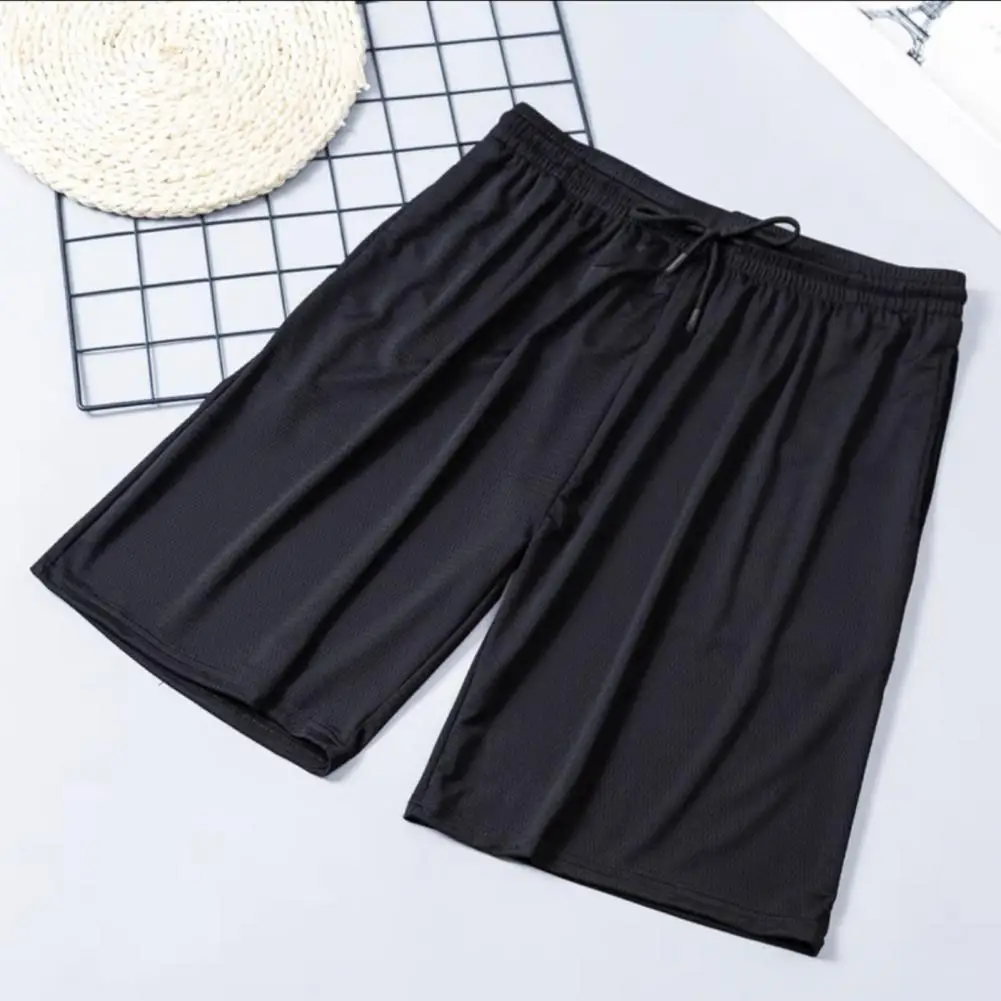 Men Athletic Shorts Men\'s Elastic Waist Drawstring Beach Shorts with Pockets for Summer Fitness Running Streetwear Men Workout