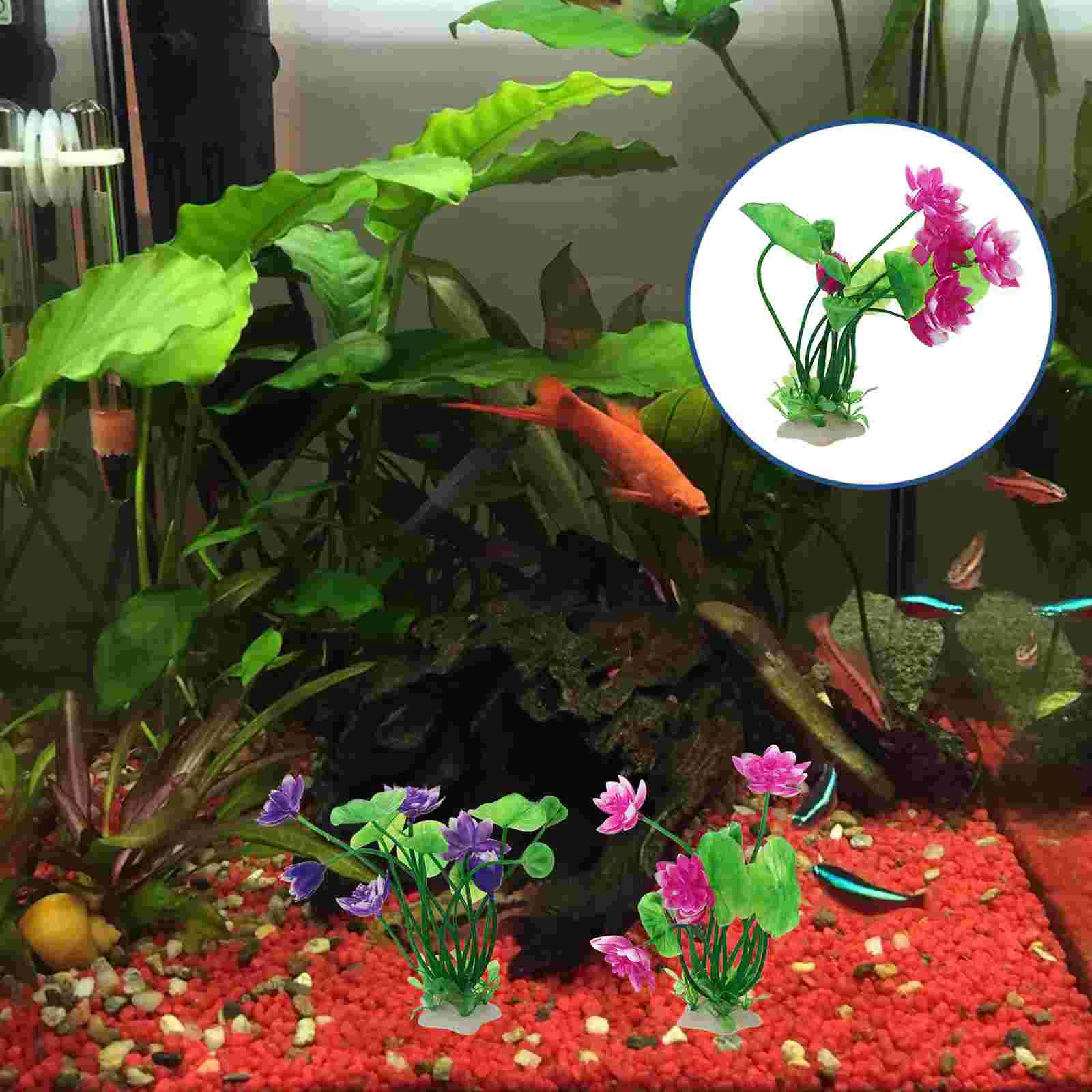 

2 Pcs Fish Tank Landscaping Lotus Ornament Decor Aquarium Plant Decoration Aquatic Plants Artificial