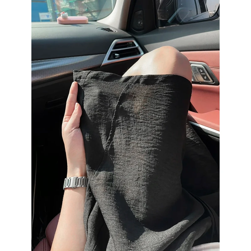 

2026 New Summer Loose Linen-Like Short Pants Thin Breathable Casual Straight Five-Point Beach Drawstring Shorts Polyester Fiber