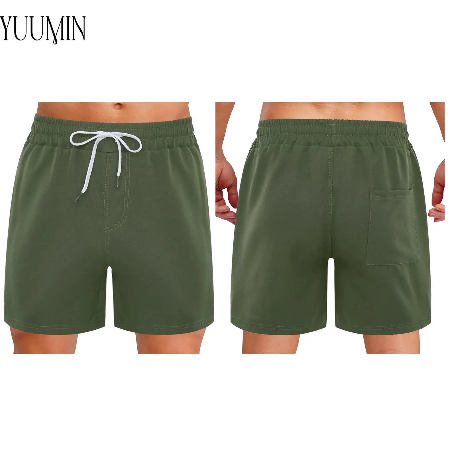 

Men Sides Invisible Zipper Drawstring Stretchy Quick-Drying Athletic Shorts with Pocket for Beach Gym Workout Basketball Cycling