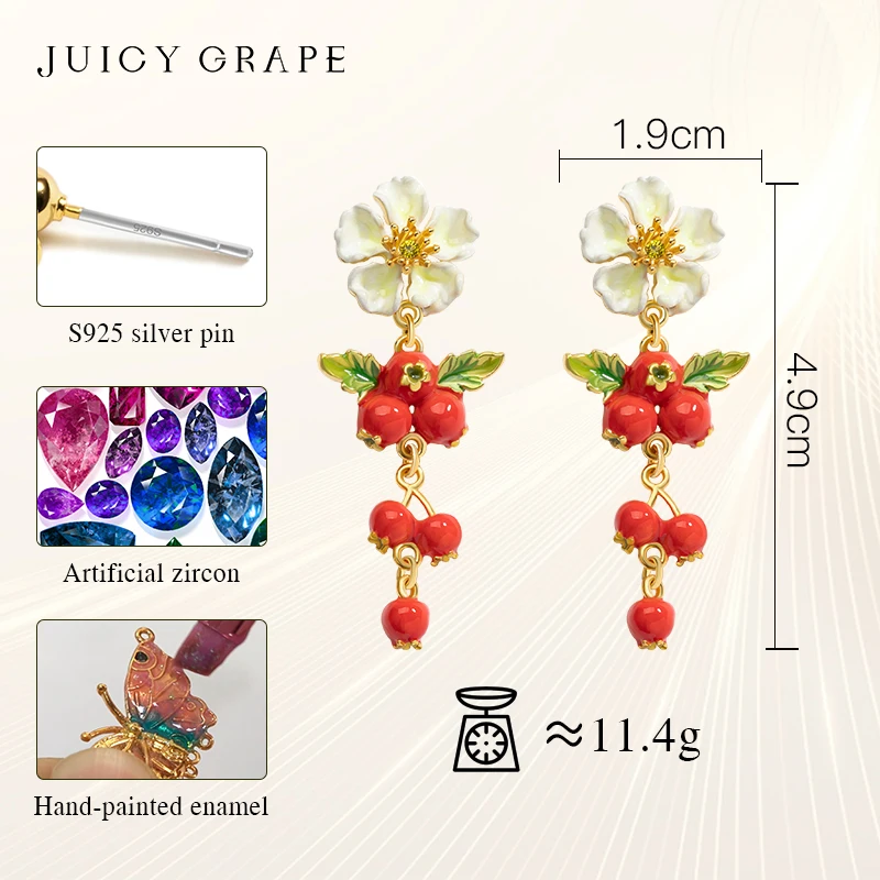 Fruit Flower Earrings for Women Fashion Statement Trendy Enamel Piercing Earrings  2024 Fashion Korean Wedding Romantic Jewelry