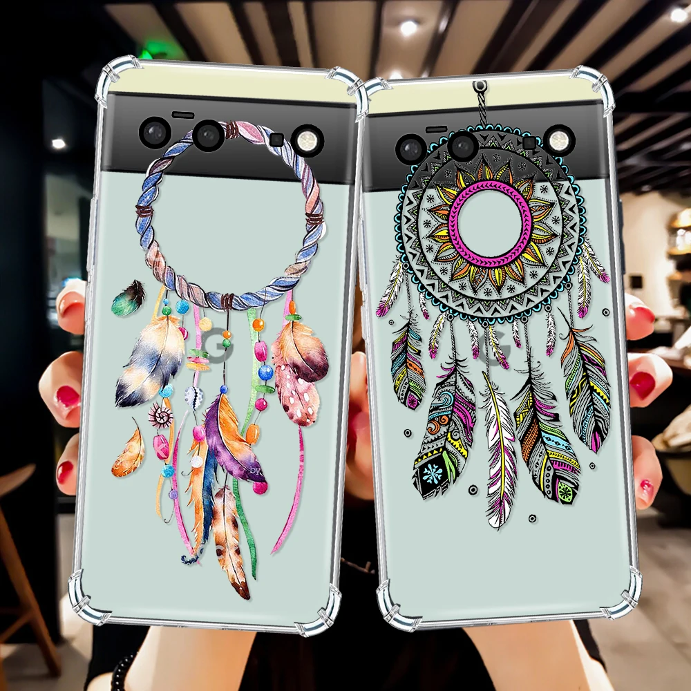 Shockproof Soft Silicone Phone Case for Google Pixel 7a 7 Pro Luxury Transparent Cover for Pixel 6a 6 6Pro Dream Catcher Capinha