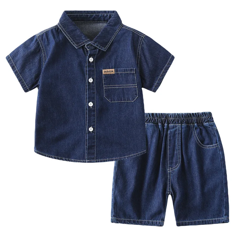 

Summer Boys Denim Shirts Shorts Clothing Set 2024 Cowboy Kids Casusal Wear For 2-8Y