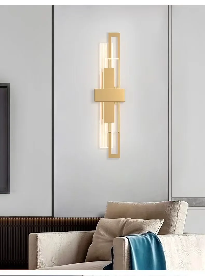 

YEBMLP Postmodern Iron Electroplate Wall Lamp Simple Acrylic LED Atmosphere Light Living Room Aisle Cloakroom Bedroom Wall Light