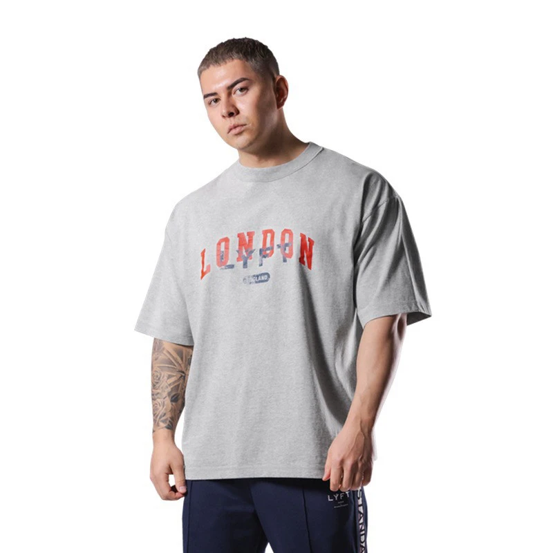 Best summer LYFT collaboration men's oversized cotton short-sleeved T-shirt, short-sleeved off-shoulder top
