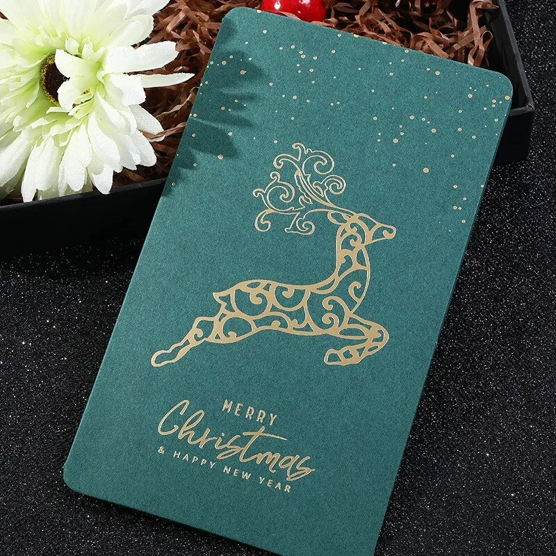 4Set Christmas Greeting Cards Santa Claus Snowman Blessings Half-fold Gift Cards Envelopes with Stickers Christmas Decoration