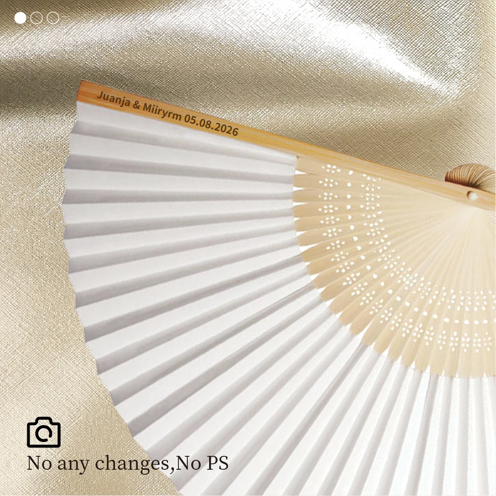 Personalized Wedding Hand Fans, Custom Summer Wooden Paper Fans, Elegant Carved Folding Wooden Fans for the Bride, Used for Bridal Showers, Beach Weddings, and Bamboo Fans