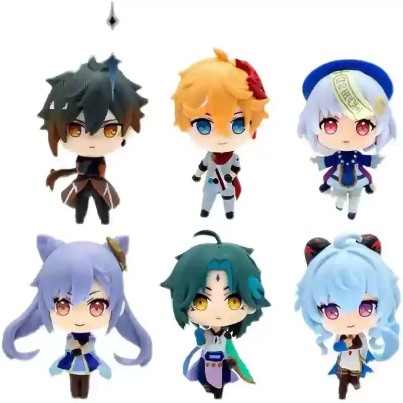 In Stock Game Genshin Impact Ice Cream Theme Official Original Ganyu Aether Lumine Amber Venti Gacha 6 pcs PVC Figure Toys Gift