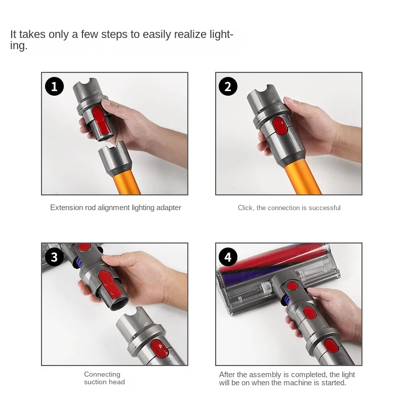 Cabeça de sucção luminescente para aspirador Dyson, acessórios para conversor, iluminação, acessórios, V7, V8, V10, V11, V15