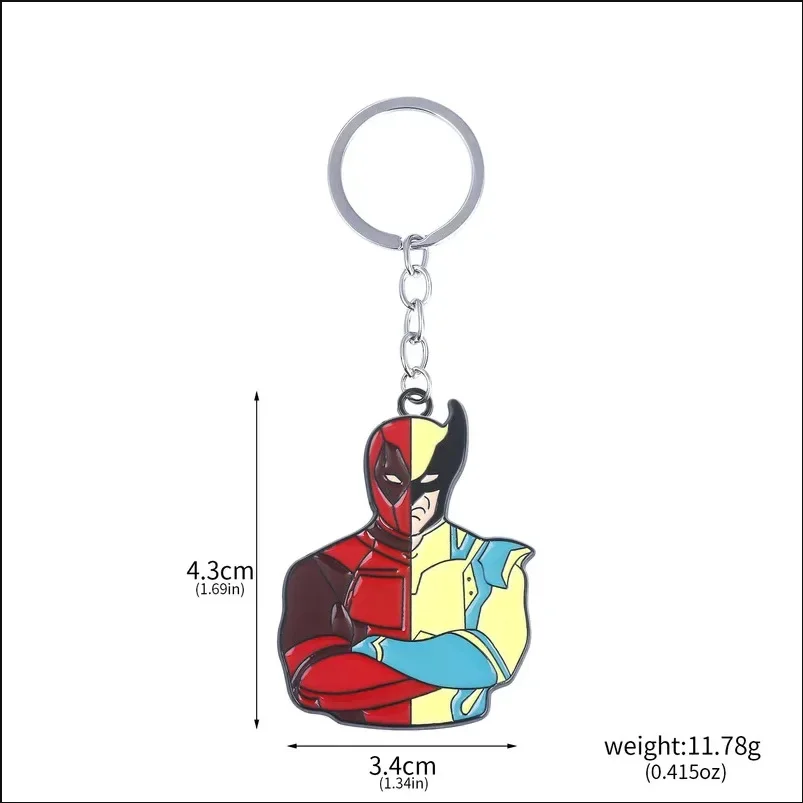 Deadpool and Wolverine Brooch Necklace Keychain Cartoon Marvel Friends Pins Keychain Pendant Kids Birthday Gift