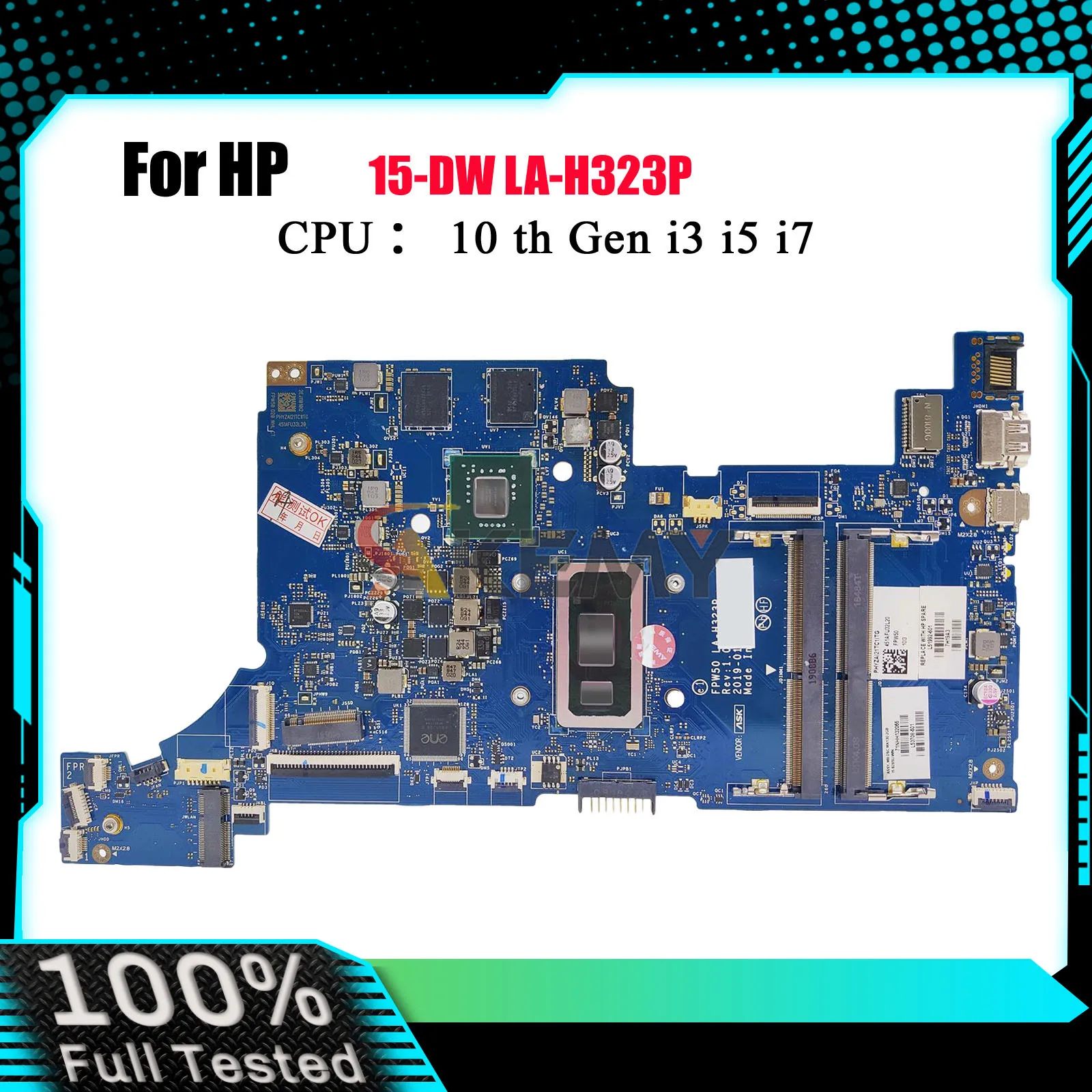 

LA-H323P Материнская плата для ноутбука HP Pavilion 15-DW с процессором i3 i5 i7 8-го 10-го поколения 2 ГБ графического процессора L68080-601 L51993-601 100% полностью протестировано