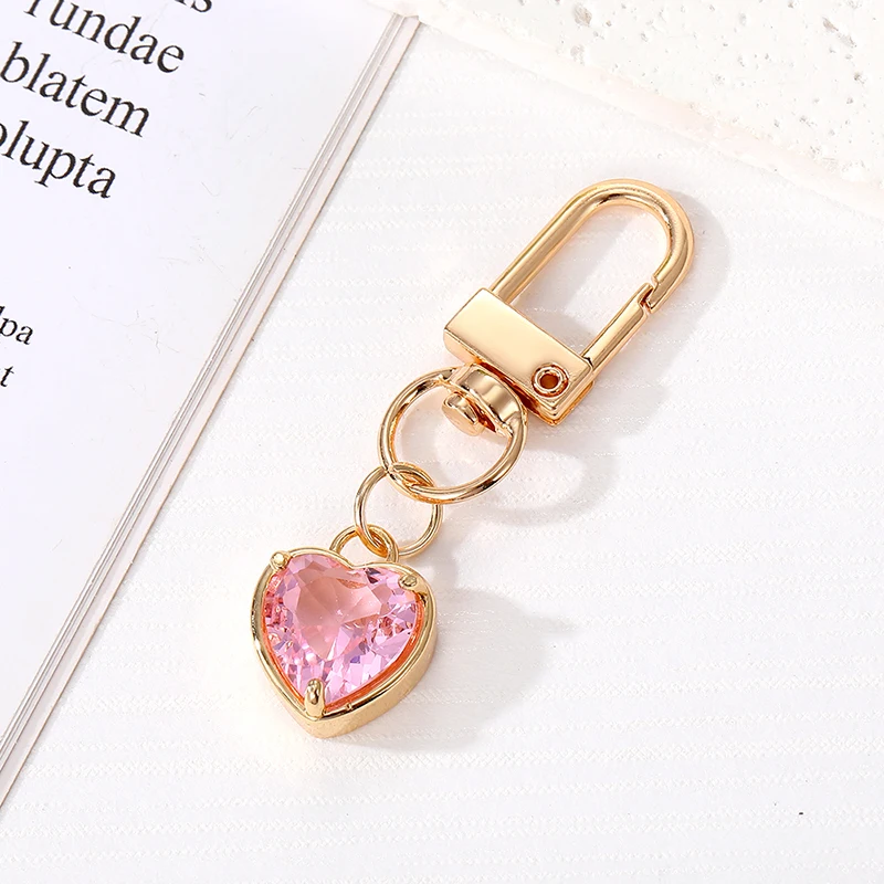 Glass Bling Colorful Heart Crystal Keychains Keyring For Women Friend Gift Trendy Cute Love Bag Car Airpods Box Mini Accessories