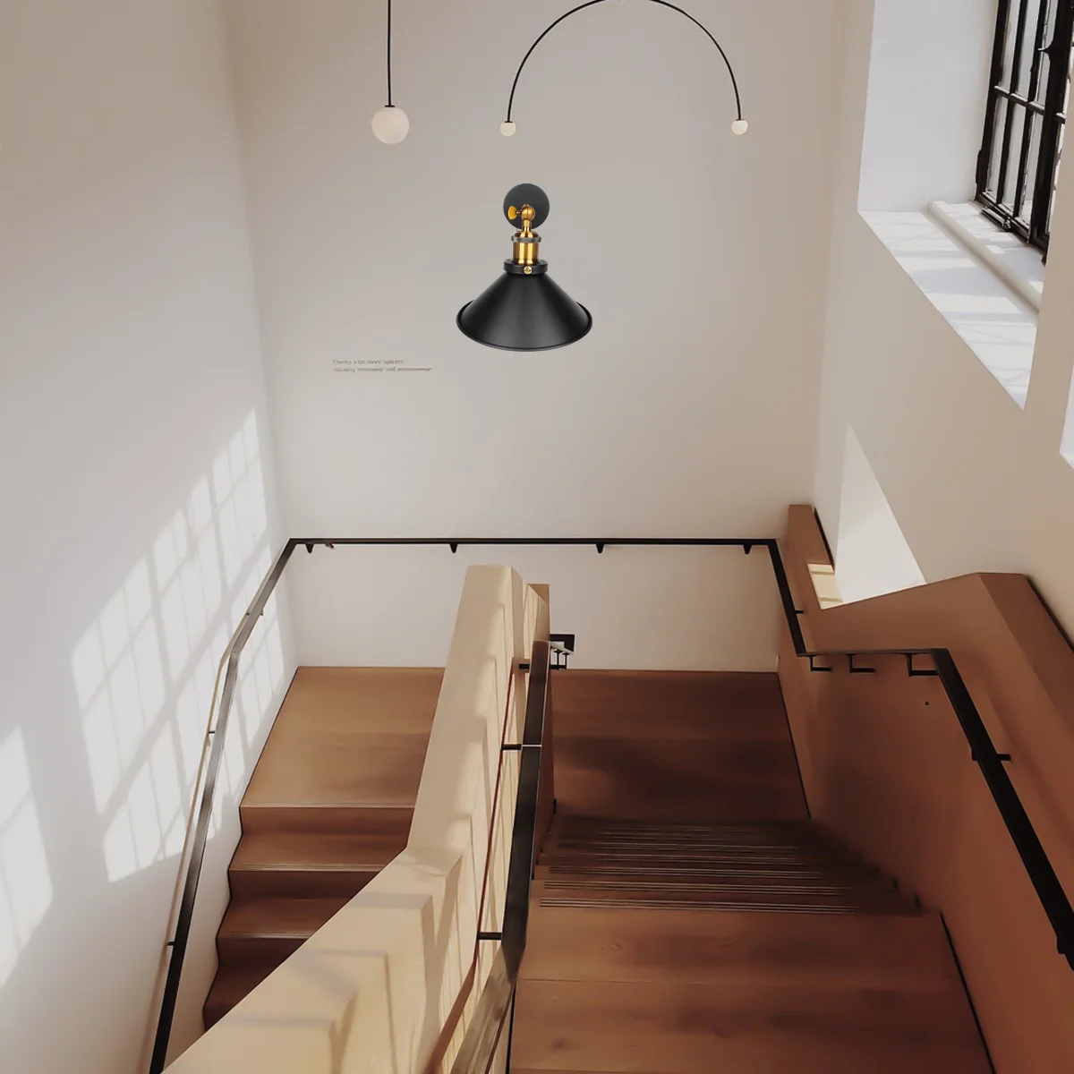 

Staircase Wall Lamp 22Cm Black Industrial Vintage Sconce Light Fixture Degree Adjustable For Porch Wall Lights