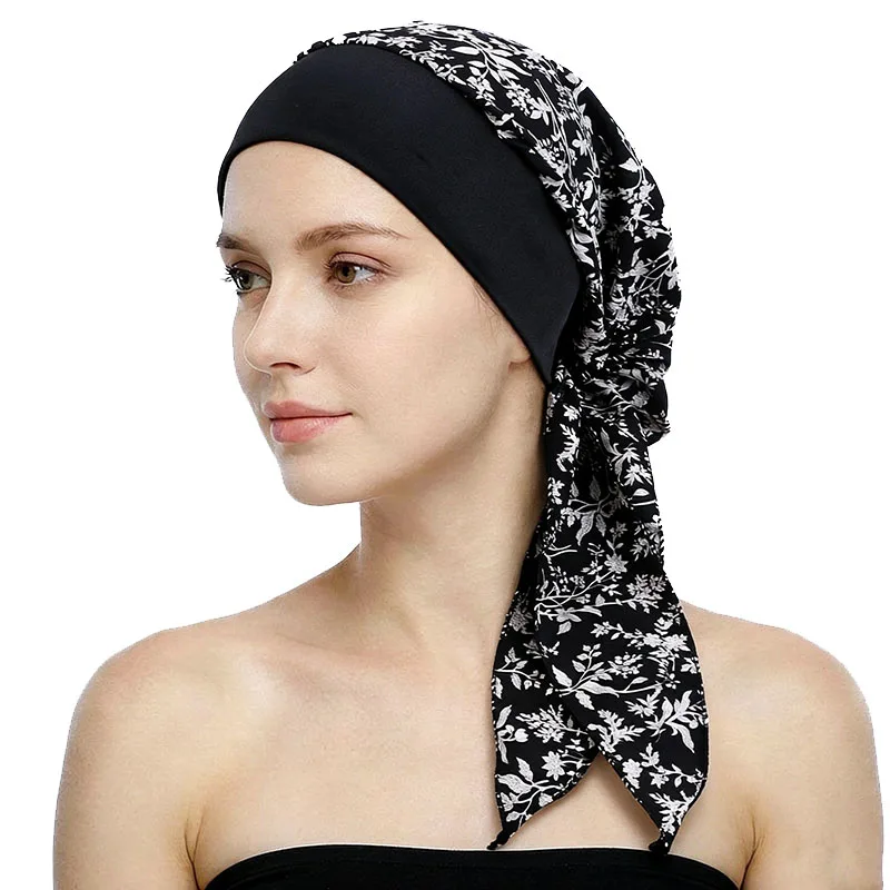 Neue Muslimische Vorgefertigte Blumenbedruckte Hijab-Turban-Mütze für Frauen, Innenmütze, Chemomütze, Haarverlust-Kopftuch – Detail 6