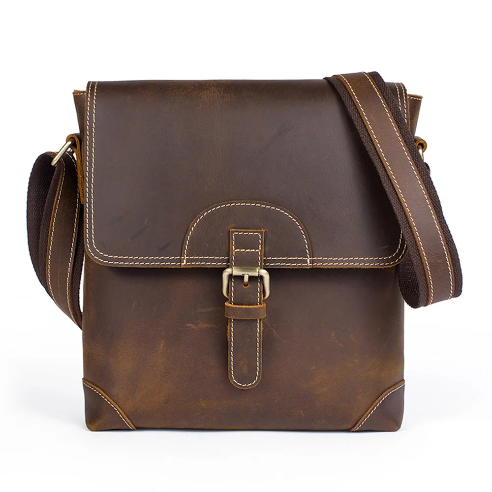 Modna skórzana torba na ramię dla mężczyzn Casual Fashion Vintage Designer Crossbody Bags Genuine Leather Messenger Boy School Bag