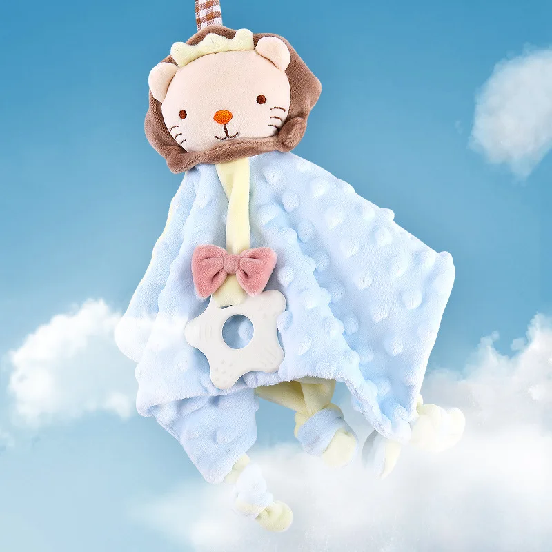 Bavoirs TeWindsor en velours de dessin animé pour bébé, jouets de couchage pour bébé, serviettes de repos carrées pour bébé, blanc, morsures