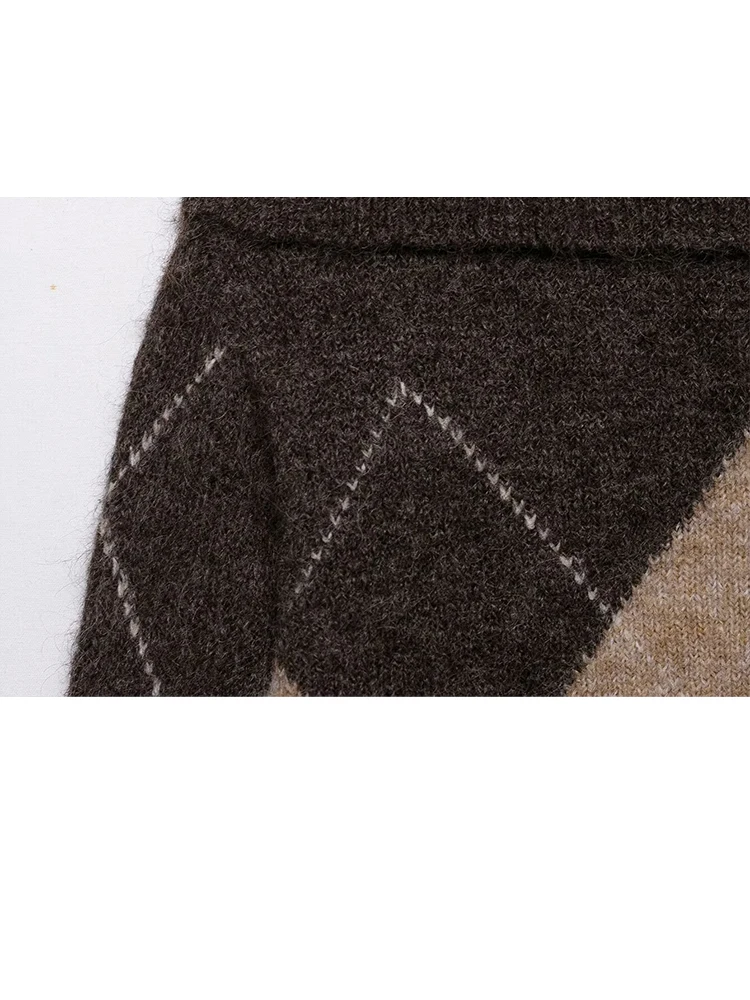 HH الخريف المرأة أزياء طويلة الأكمام عارضة فضفاض مرونة البلوز أعلى الإناث شيك البلوز الماس نمط محبوك سترة