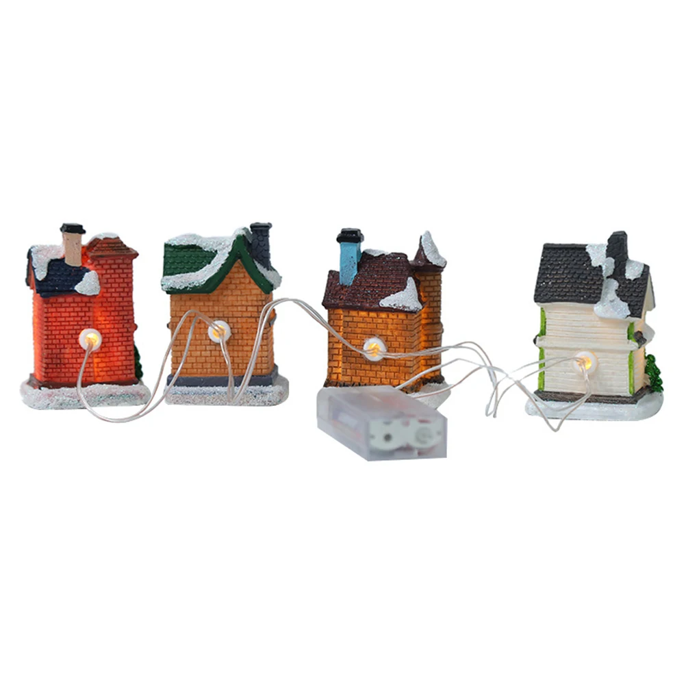 عيد الميلاد متوهجة منزل صغير عيد الميلاد قرية زخرفة مجموعة قرية عيد الميلاد مناسبة للمنزل مقهى ديسمبر هدايا عيد الميلاد