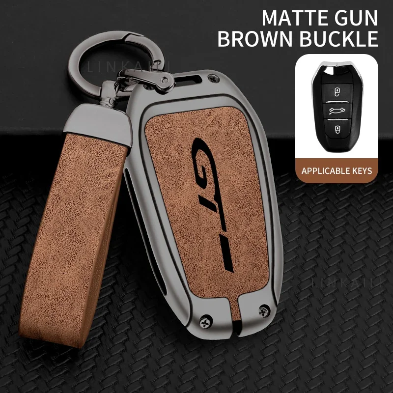 

Car Leather Smart Key Case Shell Cover Protector Fob For Peugeot GT-GTline 308 3008 2008 4008 5008 New Keychain Accessories