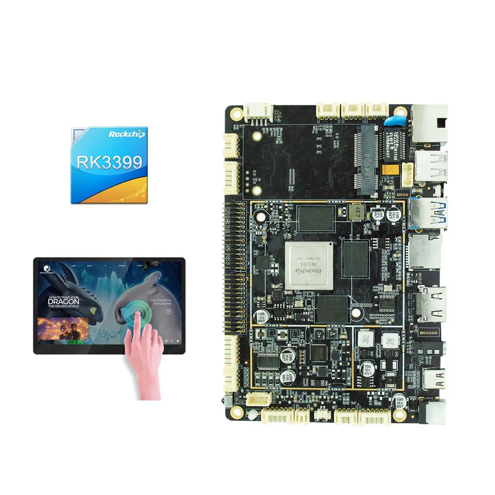 Powerful Android Media Player Motherboard RK3399 Digital Signage Display Module Board with 3G 4G Sim Card Slot