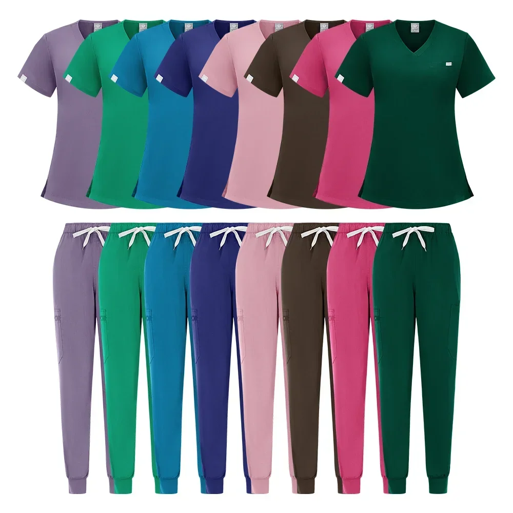 Costumi da infermiera per donna Uniforme medica Scrub Badante Chemise Tunica chirurgica veterinaria Abiti da lavoro Scrub Set Donna XS