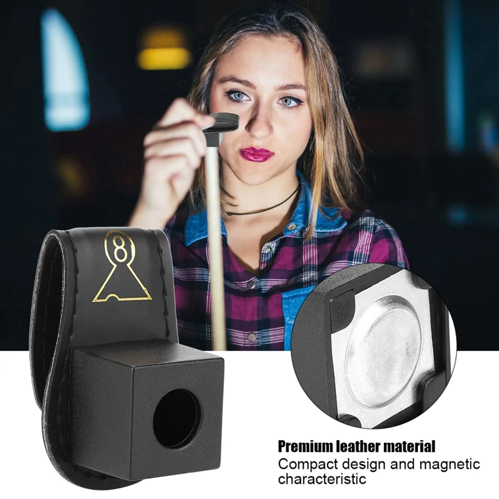 

With Belt Clip Magnetic Billiard Chalk Holder Leather Magnetic Closure Cue Chalk Holder Portable Fix Billiard Chalk Holder