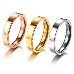 Anillos finos de moda para hombre y mujer, joyería de 4mm, Color plateado, oro rosa, acero inoxidable, elegante anillo de cola de fiesta para mujer, regalo de amante