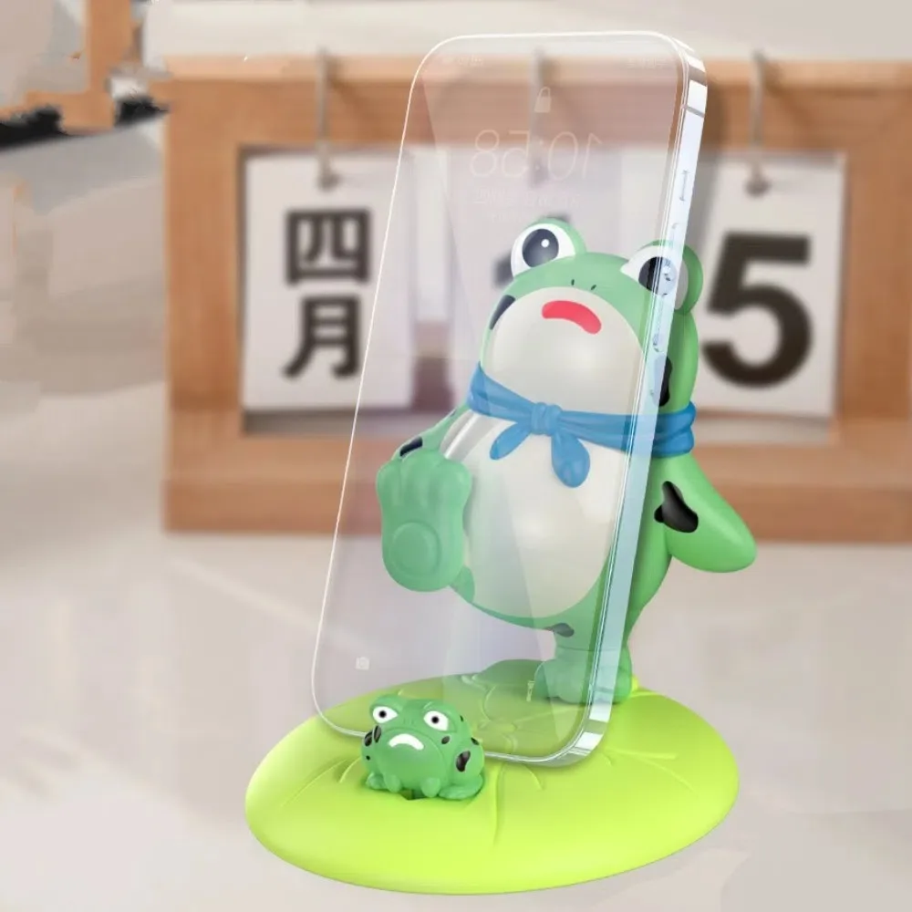 

PVC Doll Sad Frog Phone Holder Desk Decor Portable Green Frog Mobile Phone Stand Cartoon Support Cell Phone Bracket