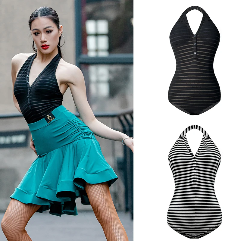 

Adults Halter V-Neck Latin Top For Women Latin Dance Bodysuit Practice Tops Female Dancing Top Ballroom Dance Wear DWY9080