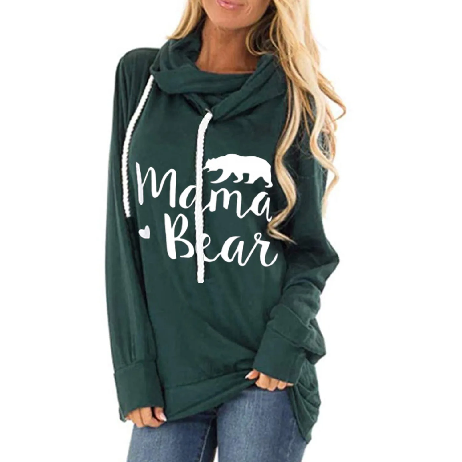 Frühling Herbst frauen Hoodies Weibliche Lose Kordelzug Kapuze Brief Gedruckt Lange Ärmeln Hemd frauen Casual Sweatshirt