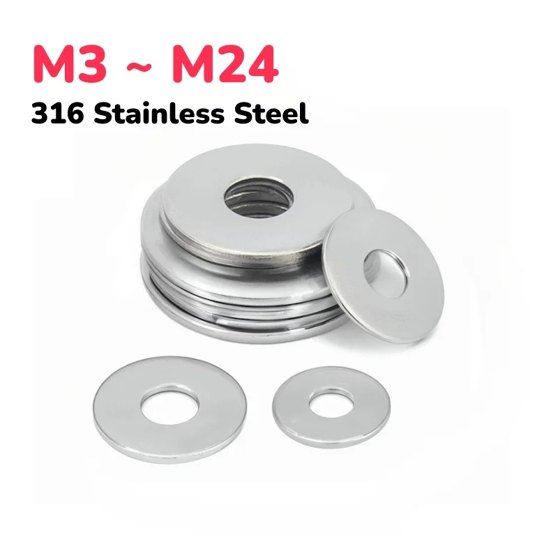 316 Stainless Steel M3 M4 M5 M6 M8 M10 M12 M14 M16 M18 M20 M22 M24 Big Metal Gasket Meson Plain Washers