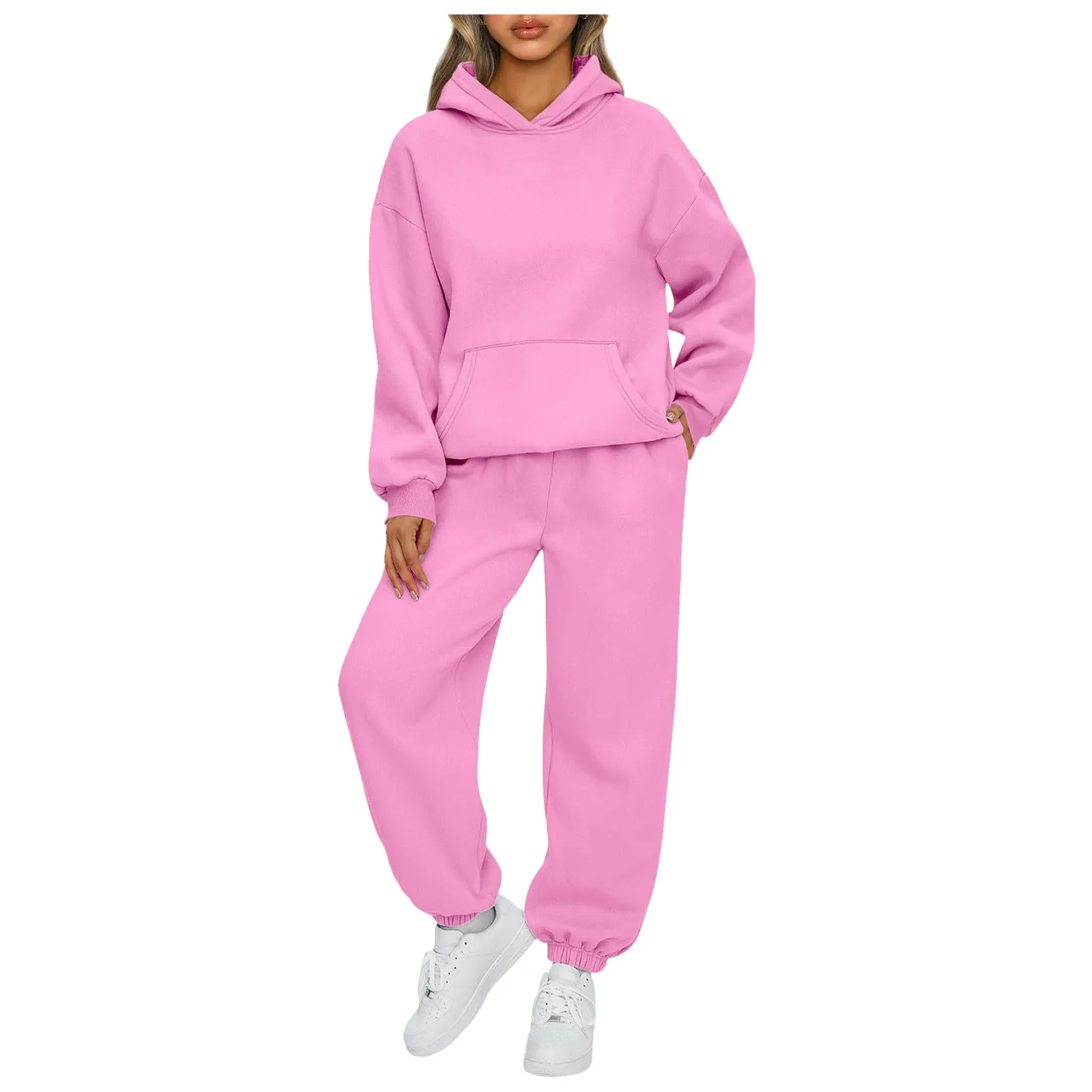 Women's Tracksuit Suit Autumn Fashion Warm Hoodie Sweatshirts Two Pieces Oversized Solid Casual Hoody Pullovers Long Pant Sets