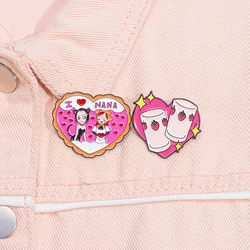 1-2pcs Cartoon alloy badge-Cute pink heart-shaped brooch-Collar metal pin-Bags, clothing fashion accessories-Gifts for friends