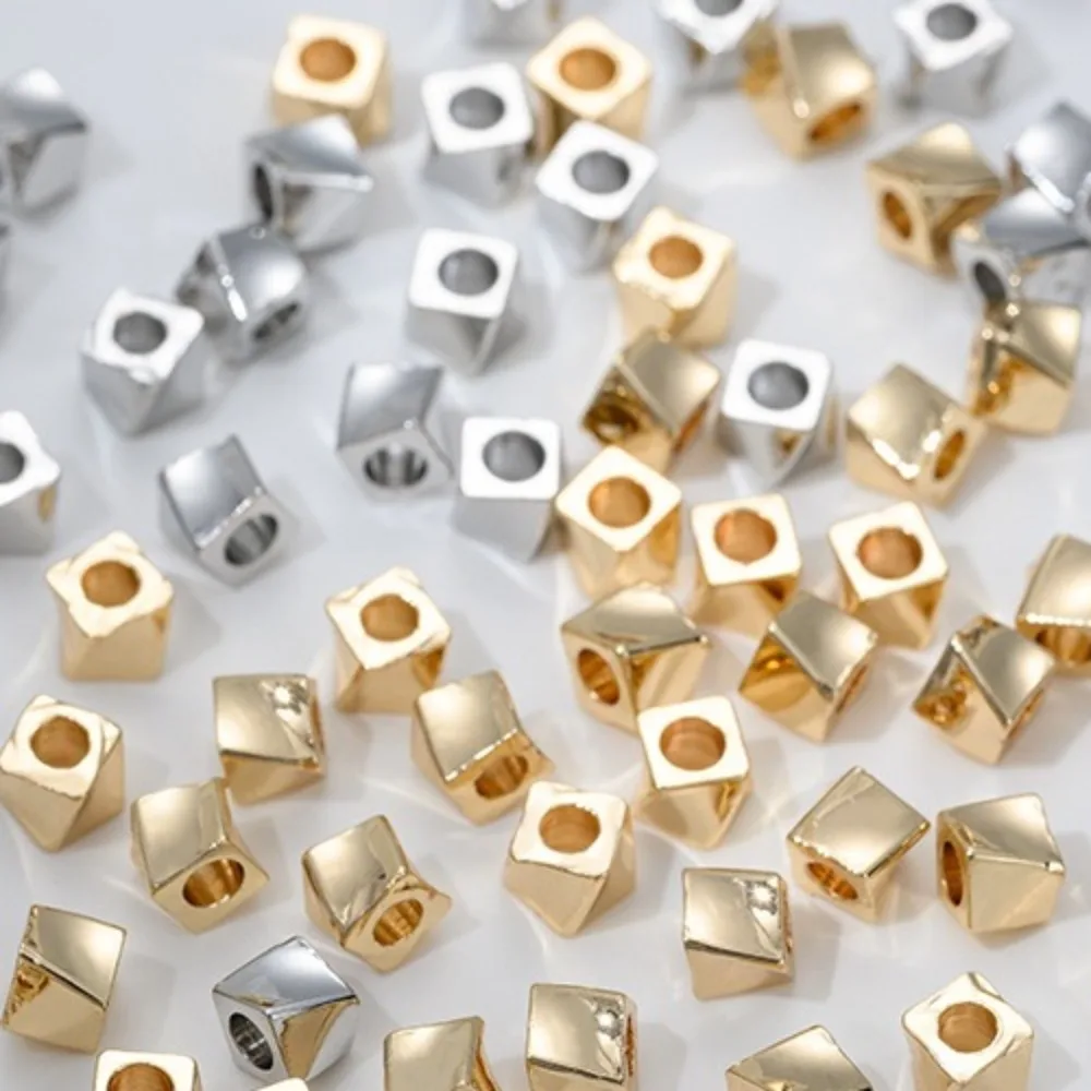 

Copper Bead 14K Gold Color Curved Corner Twist Square Bead Handmade Beaded DIY Bracelet Necklace Jewelry Loose Bead Material