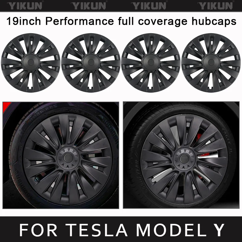 

4PCS Hub Cap Performance Replacement for Tesla Model Y Wheel Cap Automobile 19-Inch Hubcap Full Rim Cover Accessories 2018-2024