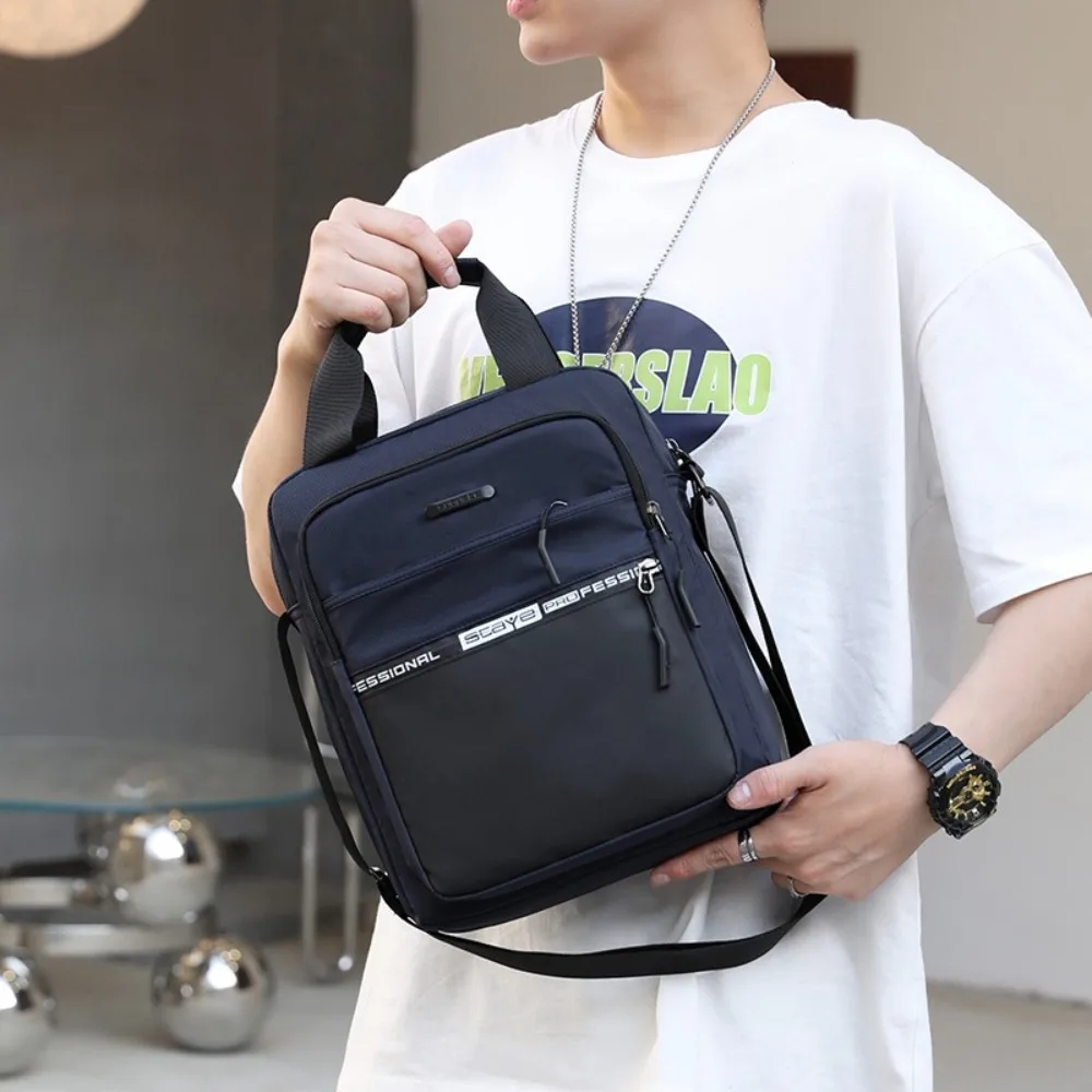 

Solid Color Business Shoulder Bag Multi-function Large Capacity Men Crossbody Bag Storage Handbag Oxford Cloth Briefcase Travel