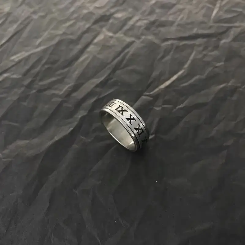 Euro-American Roman Numerals Stainless Steel Rings Men Women Rotating Ring Fidget Anxiety Spinner Fashion Jewelry Wholesale