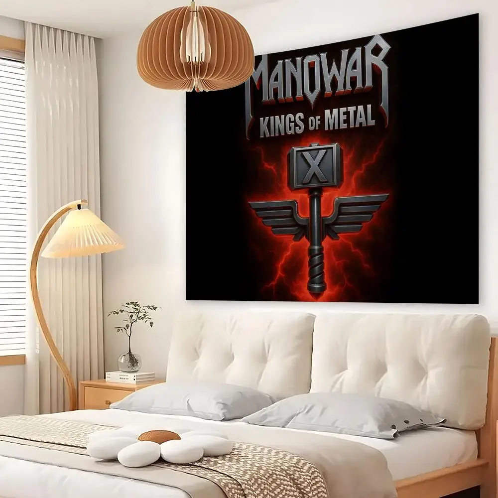 Hot M-Manowar Band Party Tapestry Custom Living Bedroom Party Dormitory Interior Wall Bohemian Decoration Attached Clip
