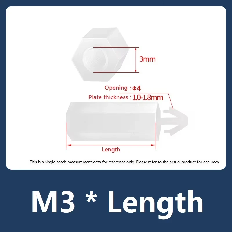 

20~100Pcs M3 M4 PCB Board Spacer Pillar Button Hex Push-in Nylon Post for Locking Circuit Board Support Fixed Standoff