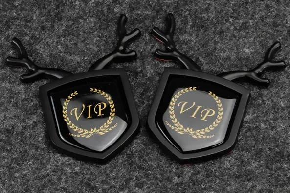 

2pcs Black 3D VIP Luxury Car Trunk Fender Emblem Badge Decal Stickers JDM JP