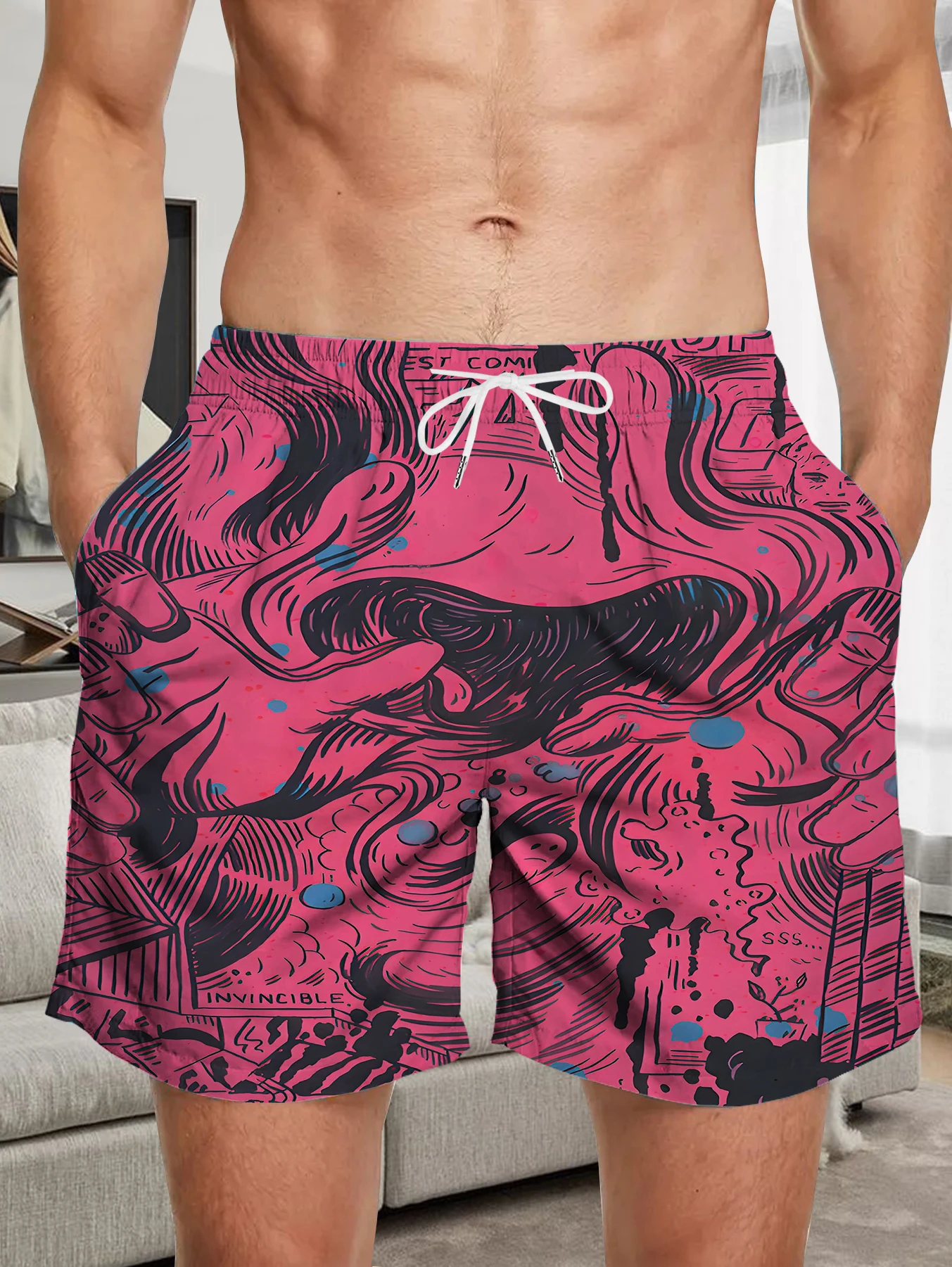 

Outdoor Quick Dry Polyester Shorts Men All Over Print Beach Board Swim Pants
