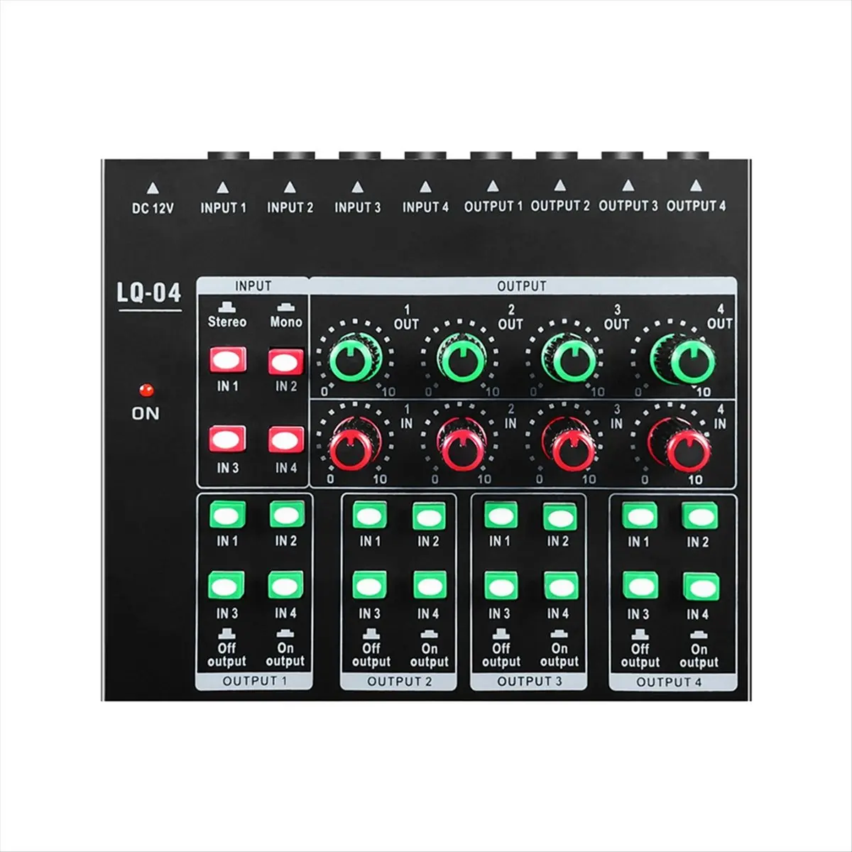 B21B 4-Channel Mixer 4-Channel Headphone Amplifier Sound Card Mixer Recording Interface for PC Mini Audio Mixer US Plug