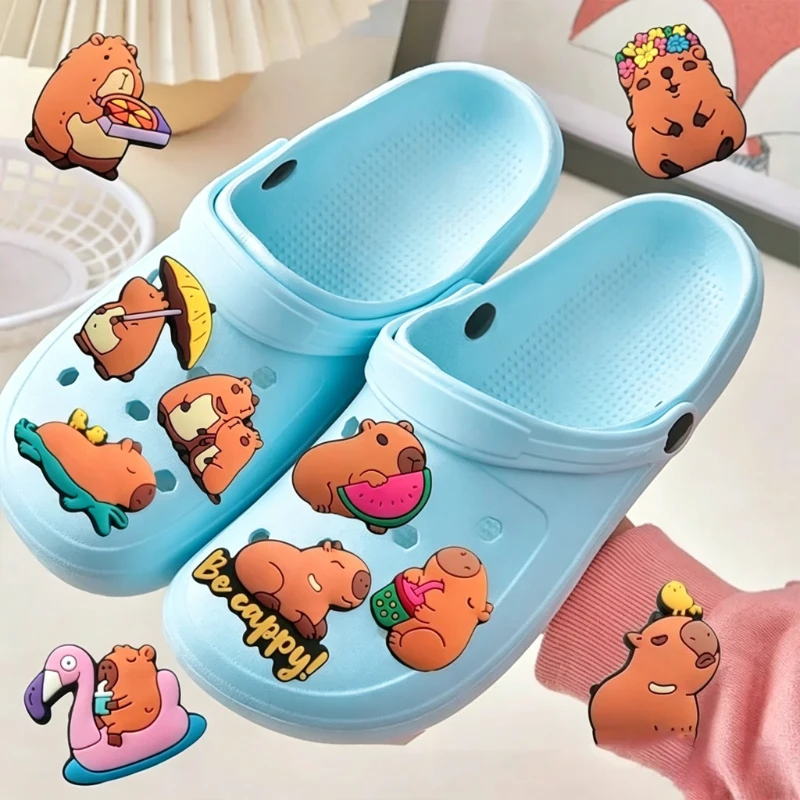 10-40PCS Fun Colorful Capybara Shoe Charms for Croc Clogs Slides Lovely Decoration Buckle Great Excellent Kids Party Gift Super