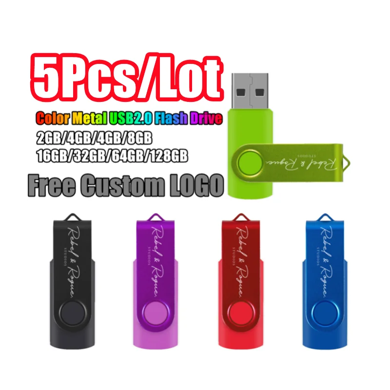 

5Pcs/Lot Free Custom Laser Engraving LOGO Color Metal Clip USB2.0 flash drive 256MB 2GB 4GB 8GB 16GB 32GB 64GB 128GB