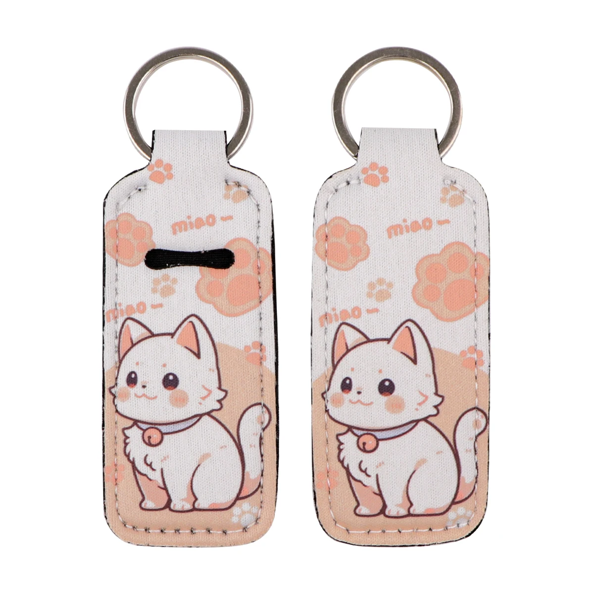 Capybara Lipstick Holder Keychain Kawaii Cat Lip Balm Cover Lipstick Sleeve Keyring Backpack Decors Gift for Women 1PC