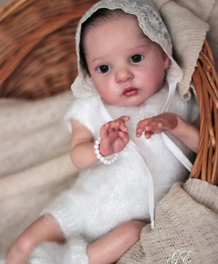 NPK 17inch Realistic Unfinished Reborn Doll Kit Mikki 3D Painted Skin Baby Dolls Kit with Hand Draw Hair Cloth Body Include