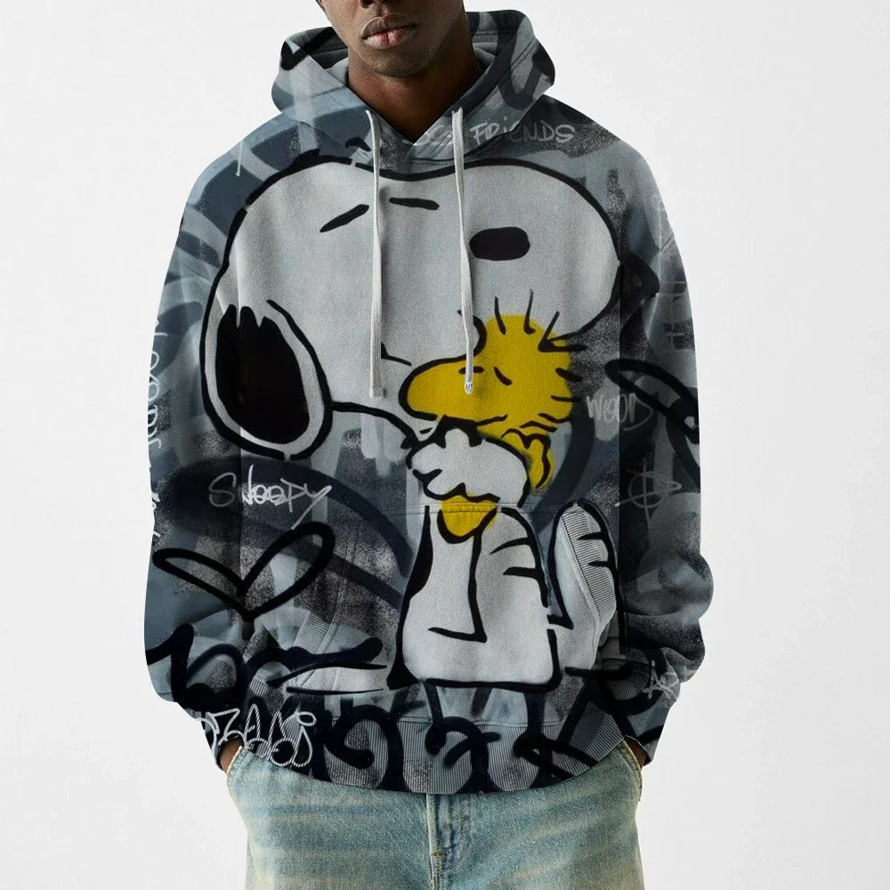 سنوبي طباعة رجل قمصان سويت شيرت بقلنسوة كل موسم اليومية عارضة الرياضة هودي معاطف المنزل في الهواء الطلق الراحة الصالة الرياضية اللياقة البدنية هوديس الأزياء #3